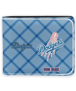 Los Angeles Dodgers Wallet - Customized Plaid Grid Blue