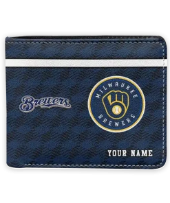 Milwaukee Brewers Wallet - Customized Cube Illusion Navy Blue