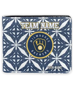 Milwaukee Brewers Wallet - Customized Geometric Star Navy Blue White