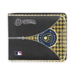 Milwaukee Brewers Wallet - Customized Zipper Split Navy Yellow Black