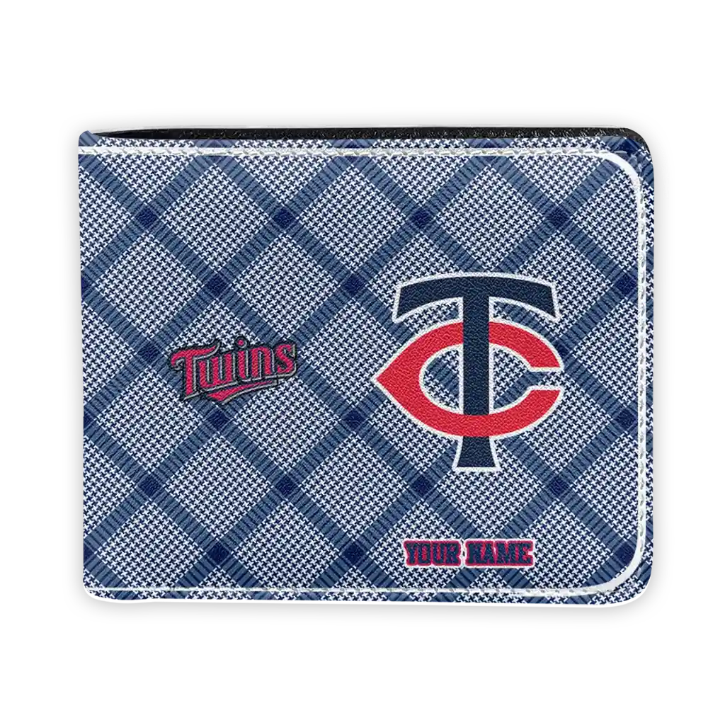 Minnesota Twins Wallet - Customized Plaid Grid Navy
