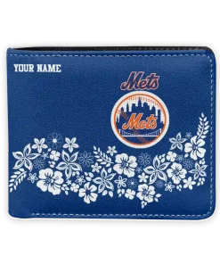 New York Mets Wallet - Customized Floral Cluster Blue White