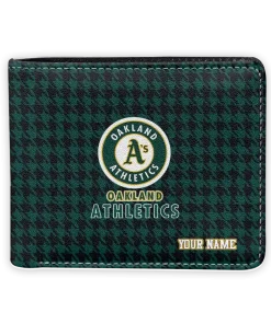 Oakland Athletics Wallet - Customized Classic Houndstooth Green