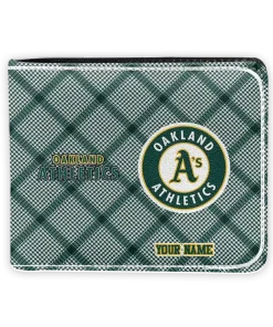 Oakland Athletics Wallet - Customized Plaid Grid Green