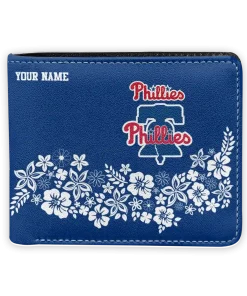 Philadelphia Phillies Wallet - Customized Floral Cluster Blue White