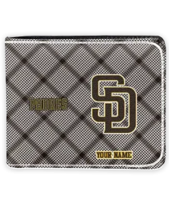 San Diego Padres Wallet - Customized Plaid Grid Brown