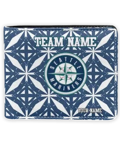 Seattle Mariners Wallet - Customized Geometric Star Navy Blue White