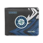 Seattle Mariners Wallet - Customized Sharp Arrow Streaks Navy Blue Black