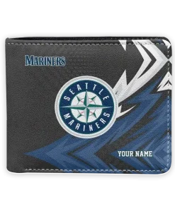 Seattle Mariners Wallet - Customized Sharp Arrow Streaks Navy Blue Black