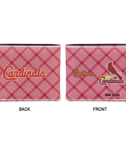 Alternative view of St. Louis Cardinals Wallet - Customized Plaid Grid Red