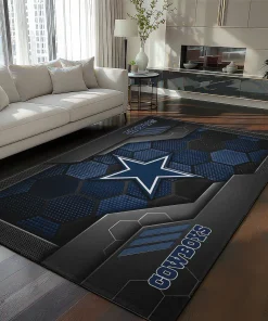 Dallas Cowboys Rug - Hexagonal Grid Pattern Blue