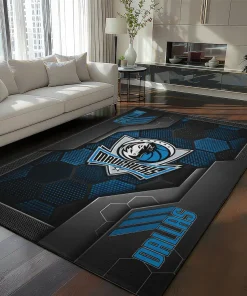 Dallas Mavericks Rug - Hexagonal Grid Pattern Blue