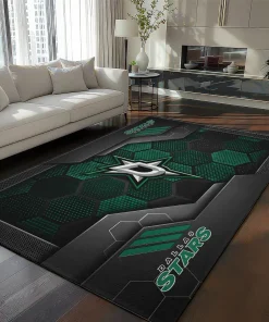 Dallas Stars Rug - Hexagonal Grid Pattern Green