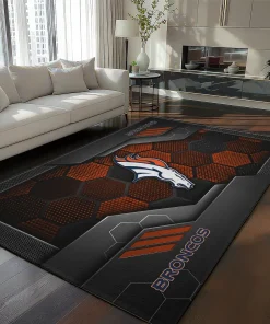 Denver Broncos Rug - Hexagonal Grid Pattern Orange