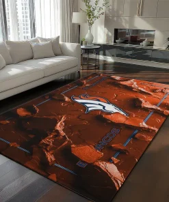 Denver Broncos Rug - Cracked Surface Design Orange