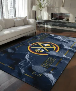 Denver Nuggets Rug - Cracked Surface Design Blue