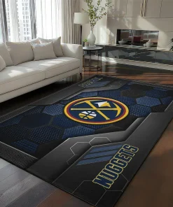 Denver Nuggets Rug - Hexagonal Grid Pattern Blue