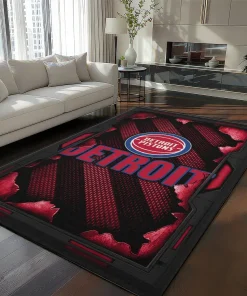 Detroit Pistons Rug - Torn Mesh Red