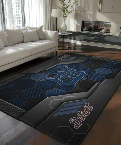 Detroit Tigers Rug - Hexagonal Grid Pattern Navy
