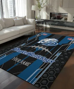 Drake Bulldogs Rug - Customized Football Laces Blue