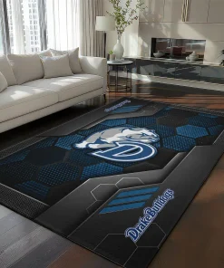 Drake Bulldogs Rug - Hexagonal Grid Pattern Blue