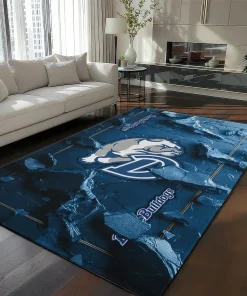 Drake Bulldogs Rug - Cracked Surface Design Blue