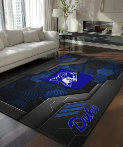 Duke Blue Devils Rug - Hexagonal Grid Pattern Blue