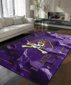 East Carolina Pirates Rug - Cracked Surface Design Purple