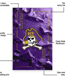 Alternative view of East Carolina Pirates Rug - Cracked Surface Design Purple