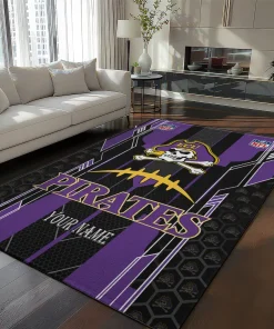 East Carolina Pirates Rug - Personalized Football Laces Purple