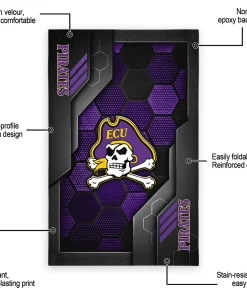 Alternative view of East Carolina Pirates Rug - Hexagonal Grid Pattern Purple