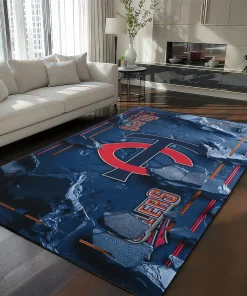 Edmonton Oilers Rug - Cracked Surface Design Blue