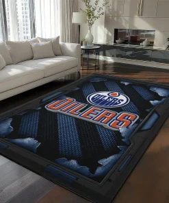 Edmonton Oilers Rug - Torn Mesh Blue