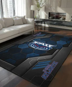 Florida Atlantic Owls Rug - Hexagonal Grid Pattern Blue