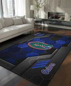Florida Gators Rug - Hexagonal Grid Pattern Blue