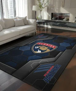 Florida Panthers Rug - Hexagonal Grid Pattern Red