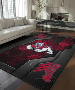 Fresno State Bulldogs Rug - Hexagonal Grid Pattern Red