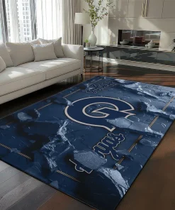 Georgetown Hoyas Rug - Cracked Surface Design Blue