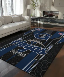 Georgetown Hoyas Rug - Personalized Football Laces Blue