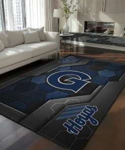 Georgetown Hoyas Rug - Hexagonal Grid Pattern Blue