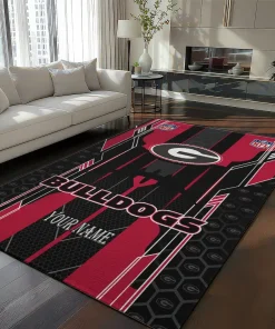 Georgia Bulldogs Rug - Custom Football Laces Red