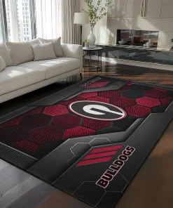 Georgia Bulldogs Rug - Hexagonal Grid Pattern Red