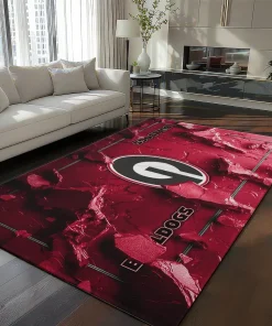 Georgia Bulldogs Rug - Cracked Surface Design Red
