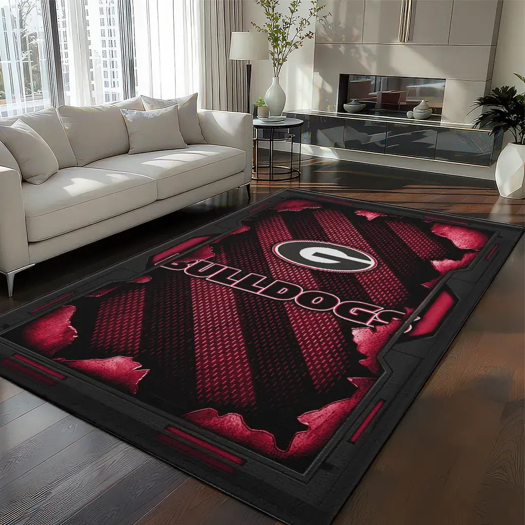 Georgia Bulldogs Rug - Torn Mesh Red