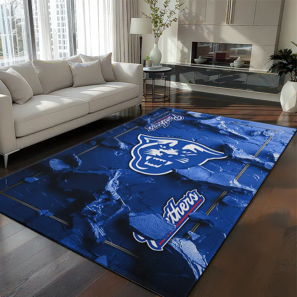 Georgia State Panthers Rug - Cracked Surface Design Blue