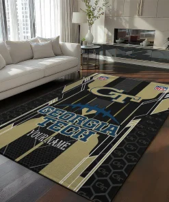 Georgia Tech Yellow Jackets Rug - Customized Football Laces Gold