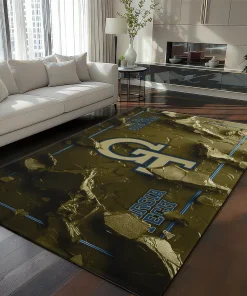 Georgia Tech Yellow Jackets Rug - Cracked Surface Design Gold