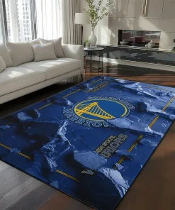 Golden State Warriors Rug - Cracked Surface Design Blue