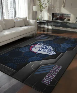 Gonzaga Bulldogs Rug - Hexagonal Grid Pattern Blue