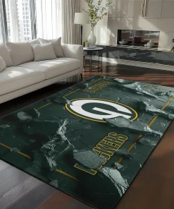 Green Bay Packers Rug - Cracked Surface Design Green